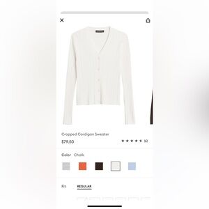 NWT Banana Republic Cropped Cardigan Sweater, Chalk White Xs